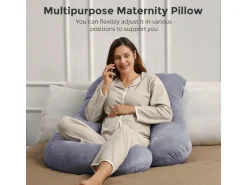 momcozy Schwangerschaftskissen aus Samt 148 x 78 cm, Dunkelgrau