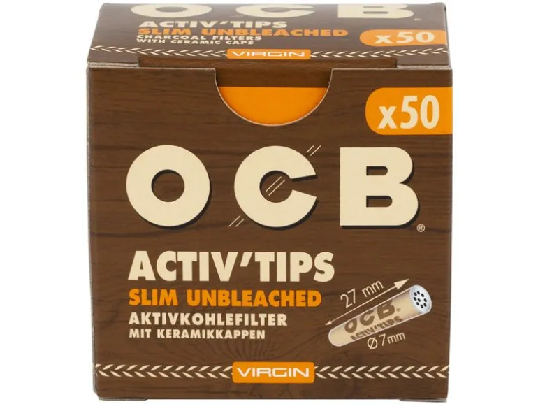 OCB Tips Virgin Slim Activ Charcoal, 50