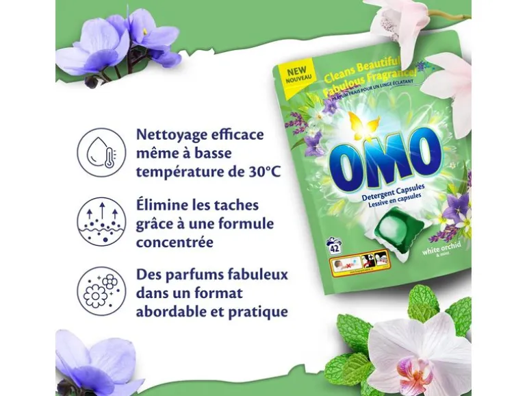 Omo Waschmittel Kapseln Blumenweiss Orchideen 42 Stück