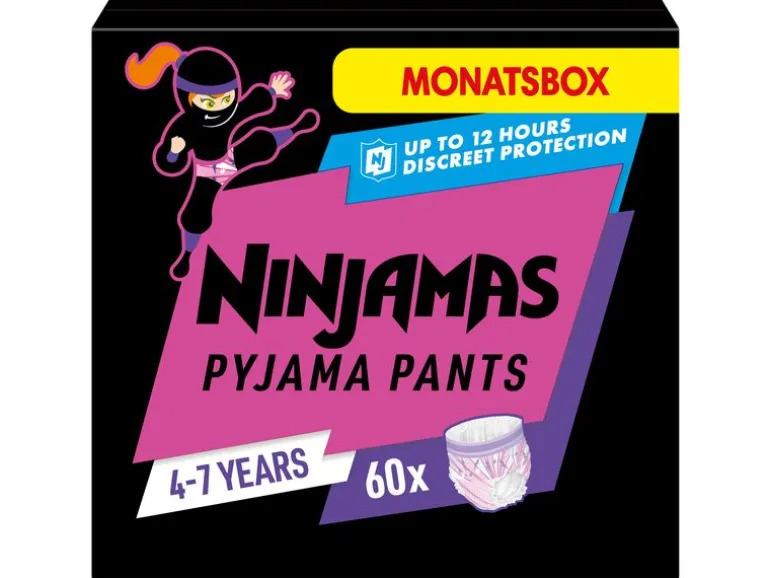 Pampers Nachtwindeln Ninjamas Mädchen 4-7 Jahre, 60 Stk.