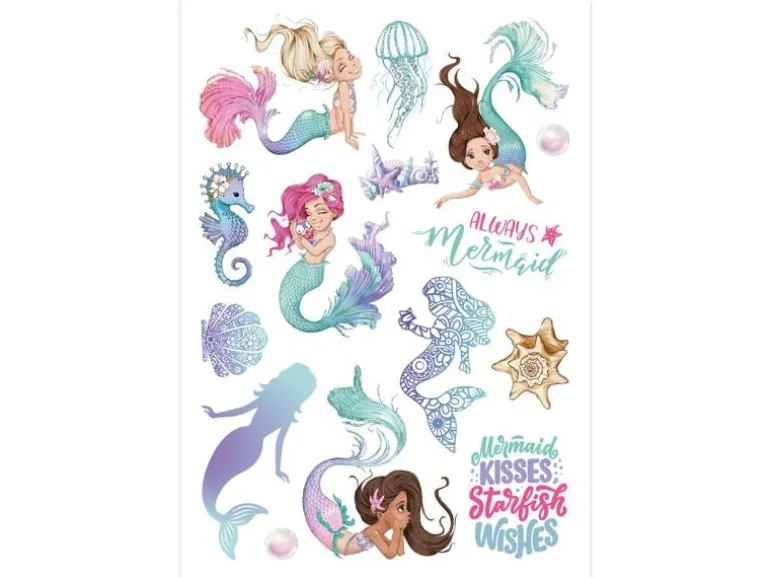 Papierdrachen Tattoo Set Metallic – Meerjungfrauen