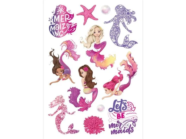 Papierdrachen Tattoo Set Metallic – Meerjungfrauen
