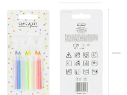 Partydeco Kerze bunte Flammen, 6 Stück