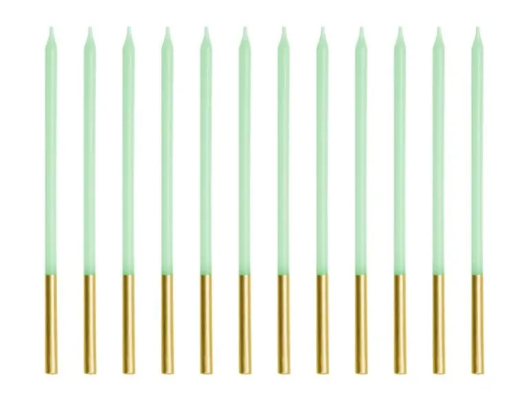 Partydeco Kerze Hellgrün, 14 cm, 12 Stück