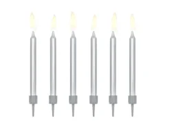 Partydeco PartyDeco Geburtstagskerzen Silber, 6er-Set 6 Stück