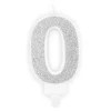 Partydeco PartyDeco Geburtstagskerze Ziffer 0 Silber 1 Stück