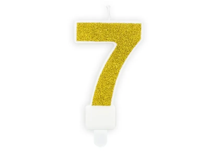 Partydeco PartyDeco Geburtstagskerze Ziffer 7 Gold 1 Stück