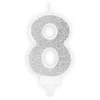 Partydeco PartyDeco Geburtstagskerze Ziffer 8 Silber 1 Stück
