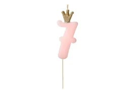 Partydeco PartyDeco Geburtstagskerze Ziffer 7 Hellrosa 1 Stück