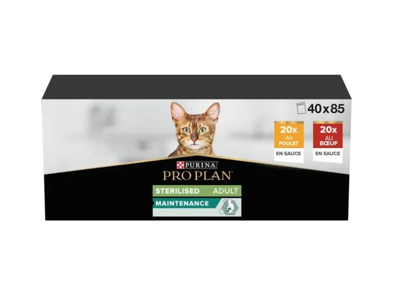 Purina Pro Plan Nassfutter Adult Sterilised Sauce Rind und Huhn 40 x 85 g