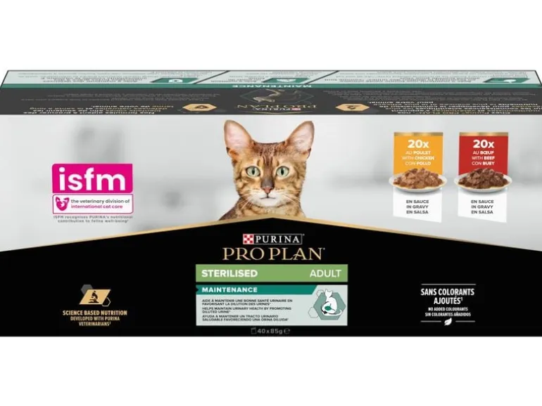Purina Pro Plan Nassfutter Adult Sterilised Sauce Rind und Huhn 40 x 85 g