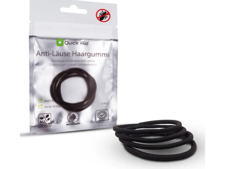 Quick Aid Insektenabwehr Anti-Läuse Haargummi schwarz 4 Stück