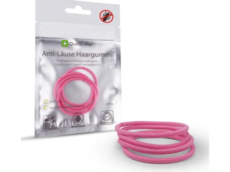 Quick Aid Insektenabwehr Anti-Läuse Haargummi pink 4 Stück