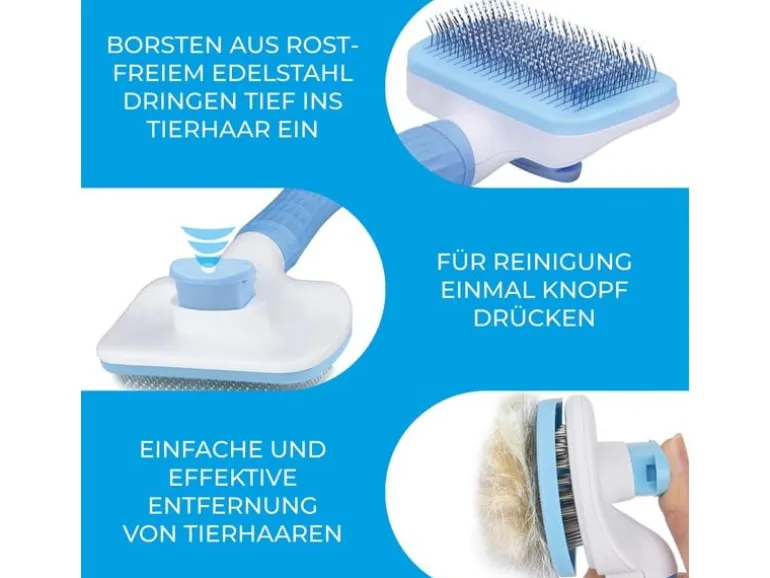 Quick Aid Selbstreinigende Haustierbürste Grau