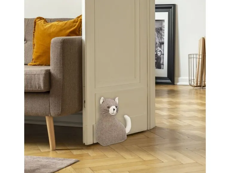 relaxdays Türstopper Katze Stoff Polyester Sand Braun Beige