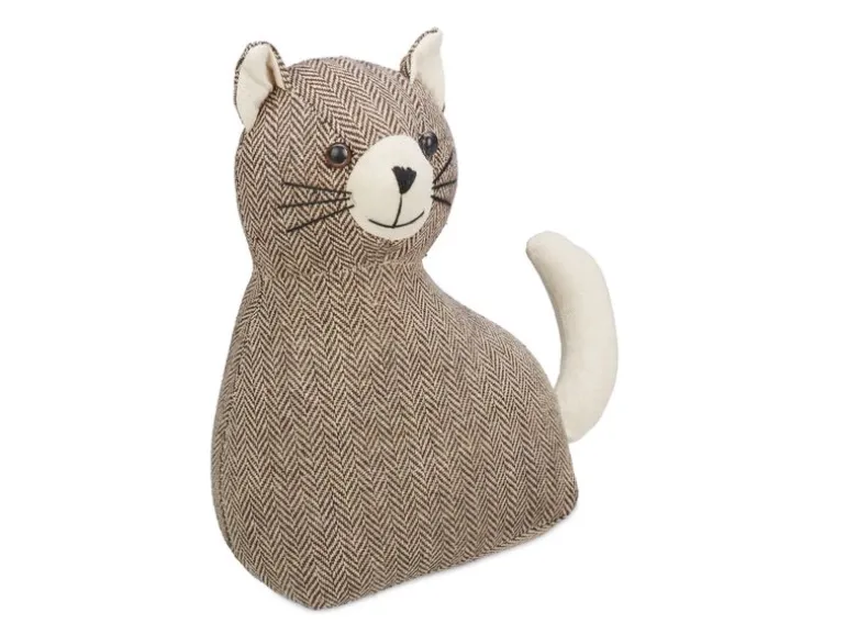 relaxdays Türstopper Katze Stoff Polyester Sand Braun Beige