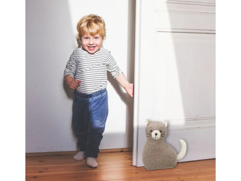 relaxdays Türstopper Katze Stoff Polyester Sand Braun Beige