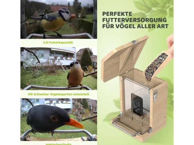 Sanilu Vogelfutterhaus mit Kamera mit Solarpanel