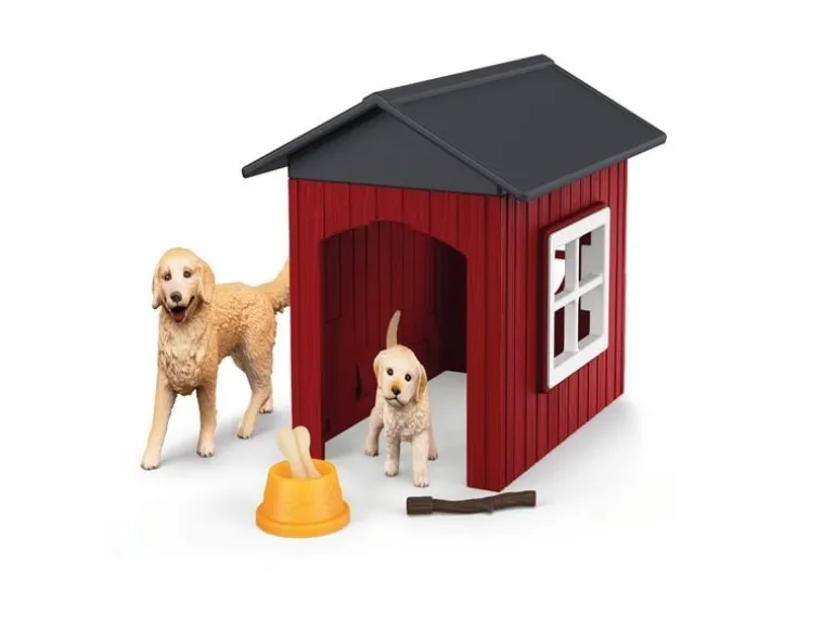 Schleich Spielfigurenset Farm World Hundehütte mit Goldenretrievern