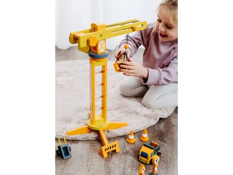 small foot Baukran mit Baustellenzubehör