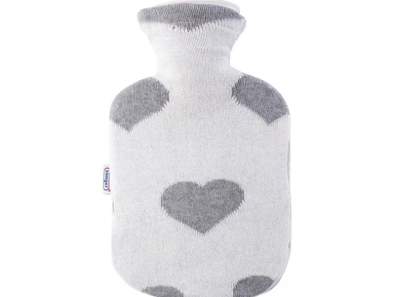 Sänger Bettflasche Strickbezug Herz Amor Rot/Weiss
