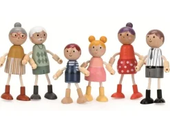 Spielba Holzspielwaren Biegepüppchen Familie aus Holz mit Kleidern