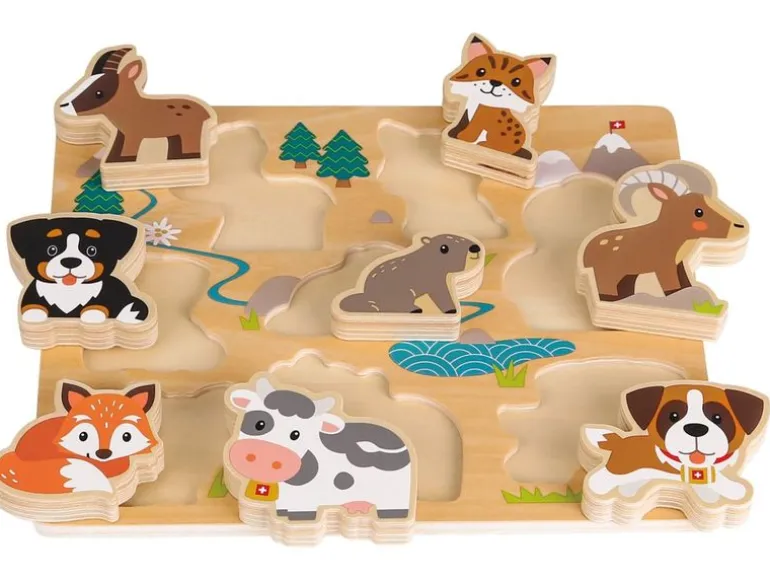 Spielba Holzspielwaren Holzpuzzle Puzzle 3D Schweizer Tiere