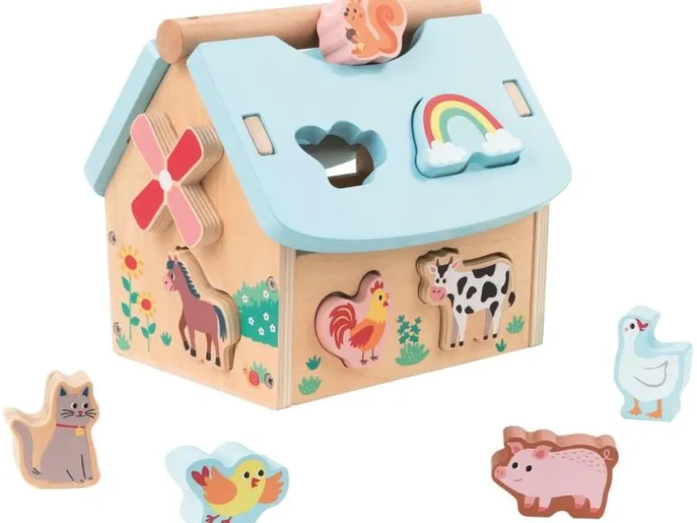 Spielba Holzspielwaren Sortierspiel Bauernhof mit Formen