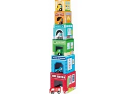 Spielba Holzspielwaren Stapelturm mit 6 Autos