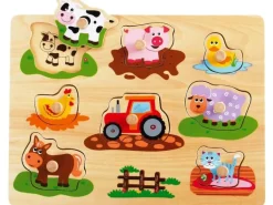 Spielba Holzspielwaren Steckspiel Tiere mit Griffli