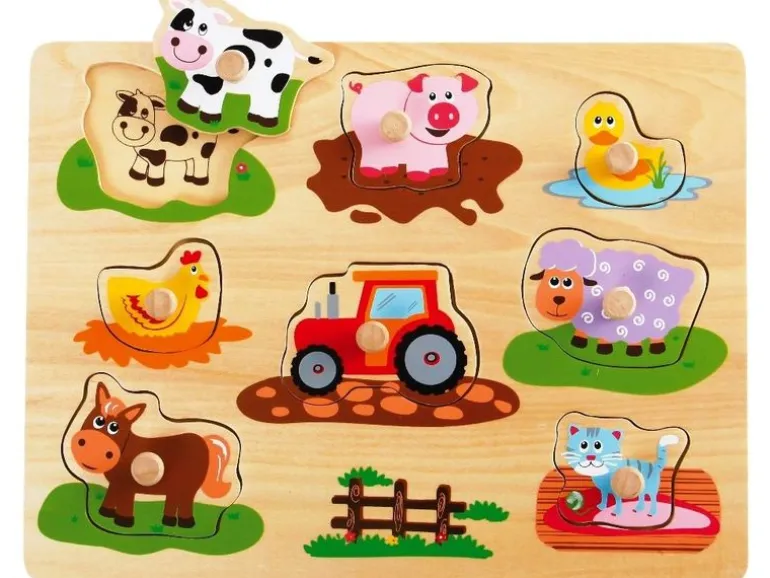 Spielba Holzspielwaren Steckspiel Tiere mit Griffli