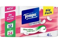 Tempo Toilettenpapier Smart Soft 12 Rollen, 4-lagig, Weiss