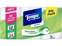 Tempo Toilettenpapier Smart 12 Rollen, 3-lagig, Weiss