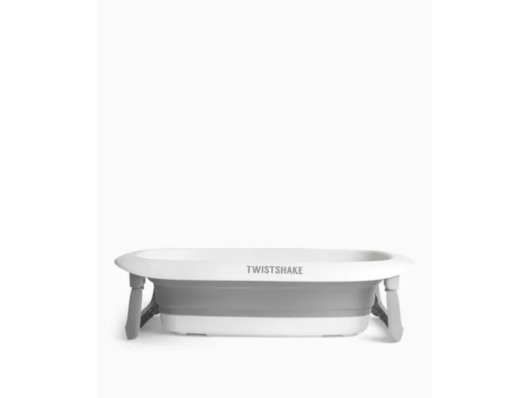 Twistshake Baby Badewanne + Kissen & Rinser & 3 Badetiere Pastel Grey