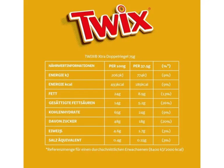 Twix Riegel Xtra Doppelriegel 30 x 75 g