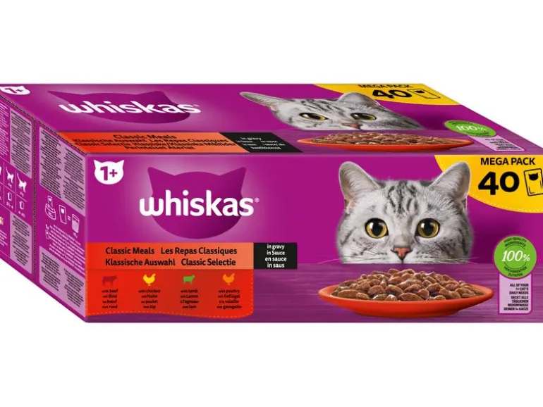Whiskas Nassfutter Klassische Auswahl in Sauce 1+, 40 x 85 g