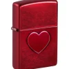ZIPPO Stamped Heart Design Rot