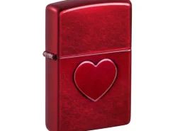 ZIPPO Stamped Heart Design Rot